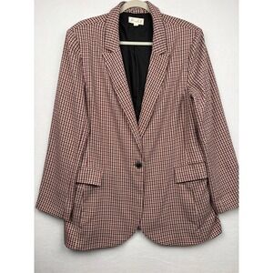 Marled Blazer Womens XL Houndstooth Plaid Single Button Long Sleeve Career
